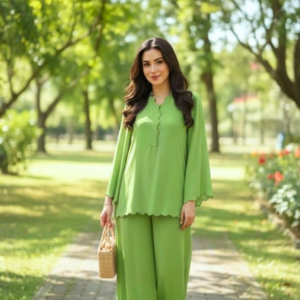 Light Green - Embroidered 2 Piece Co-ord Set