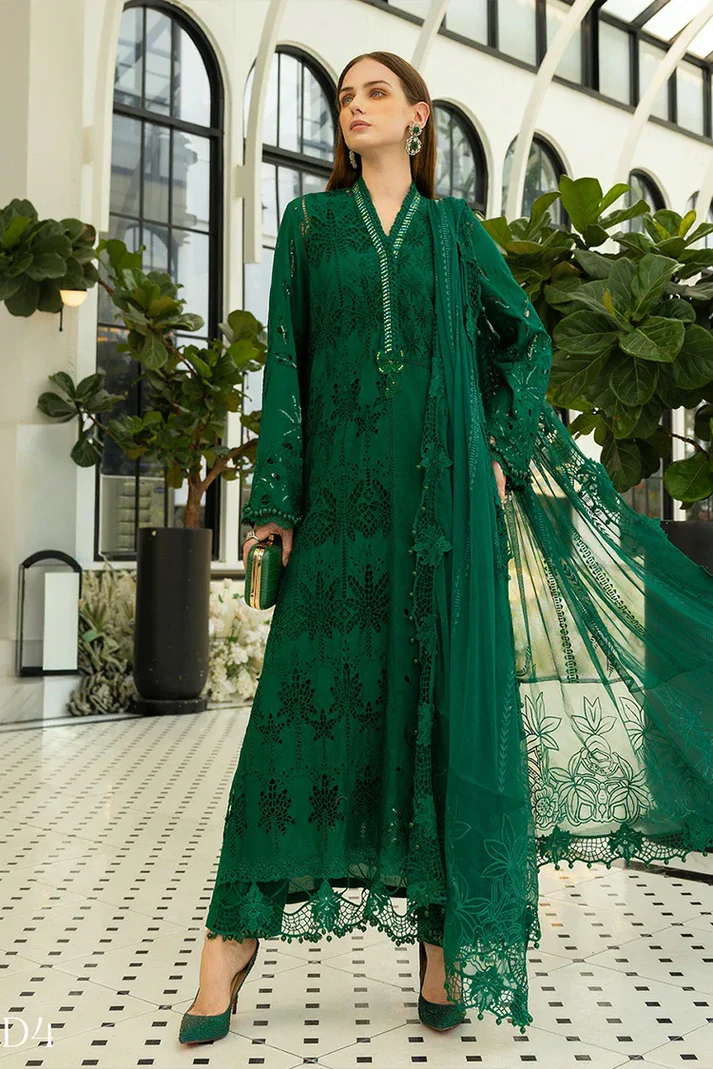 Maria-B Emerald Green Embroidered 3-Piece Lawn Suit - Image 2