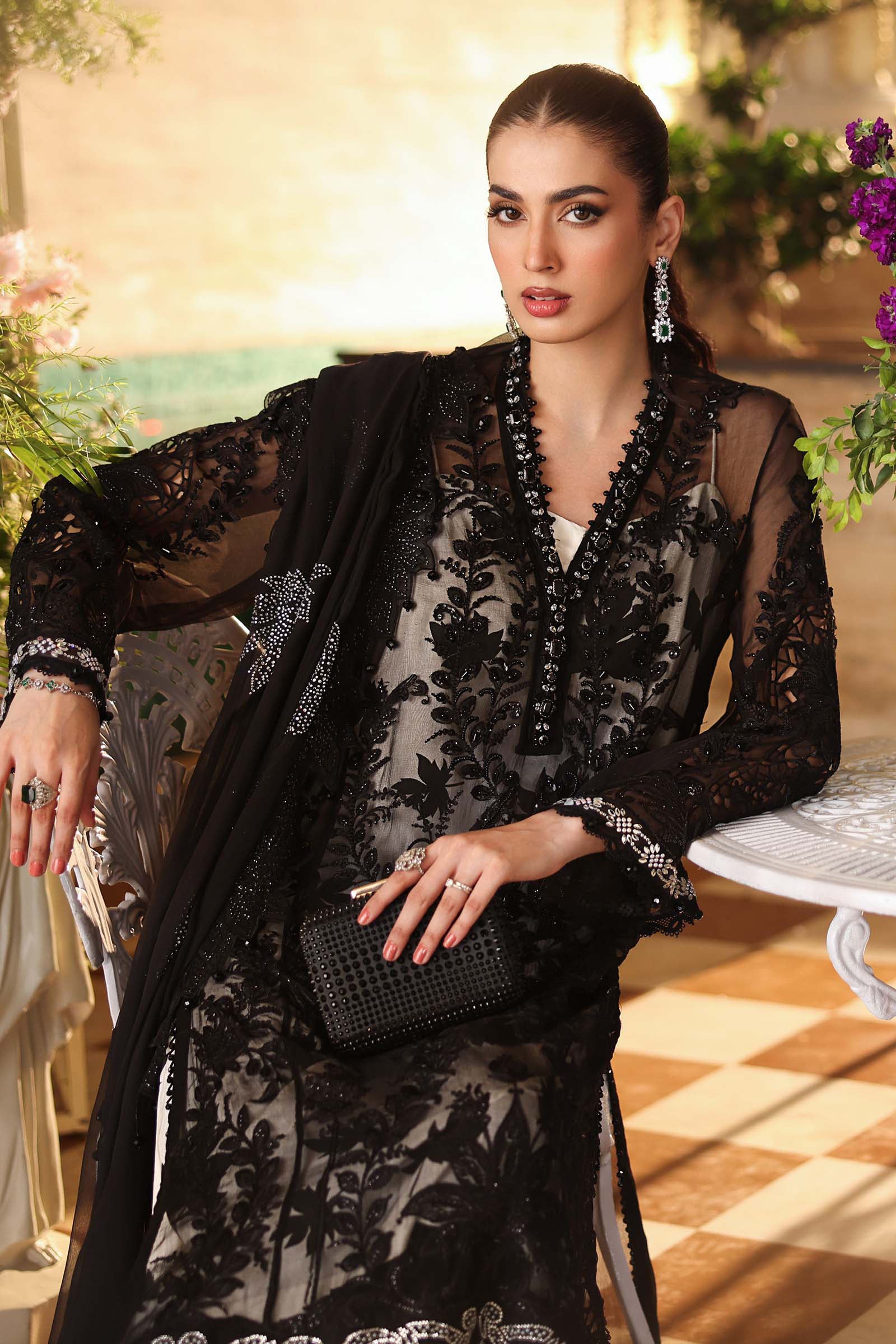 Maria-B 3 Piece Embroidered Chiffon Suit - Image 4