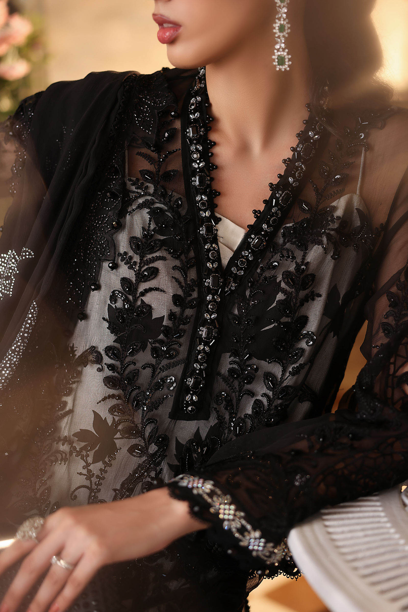 Maria-B 3 Piece Embroidered Chiffon Suit - Image 5