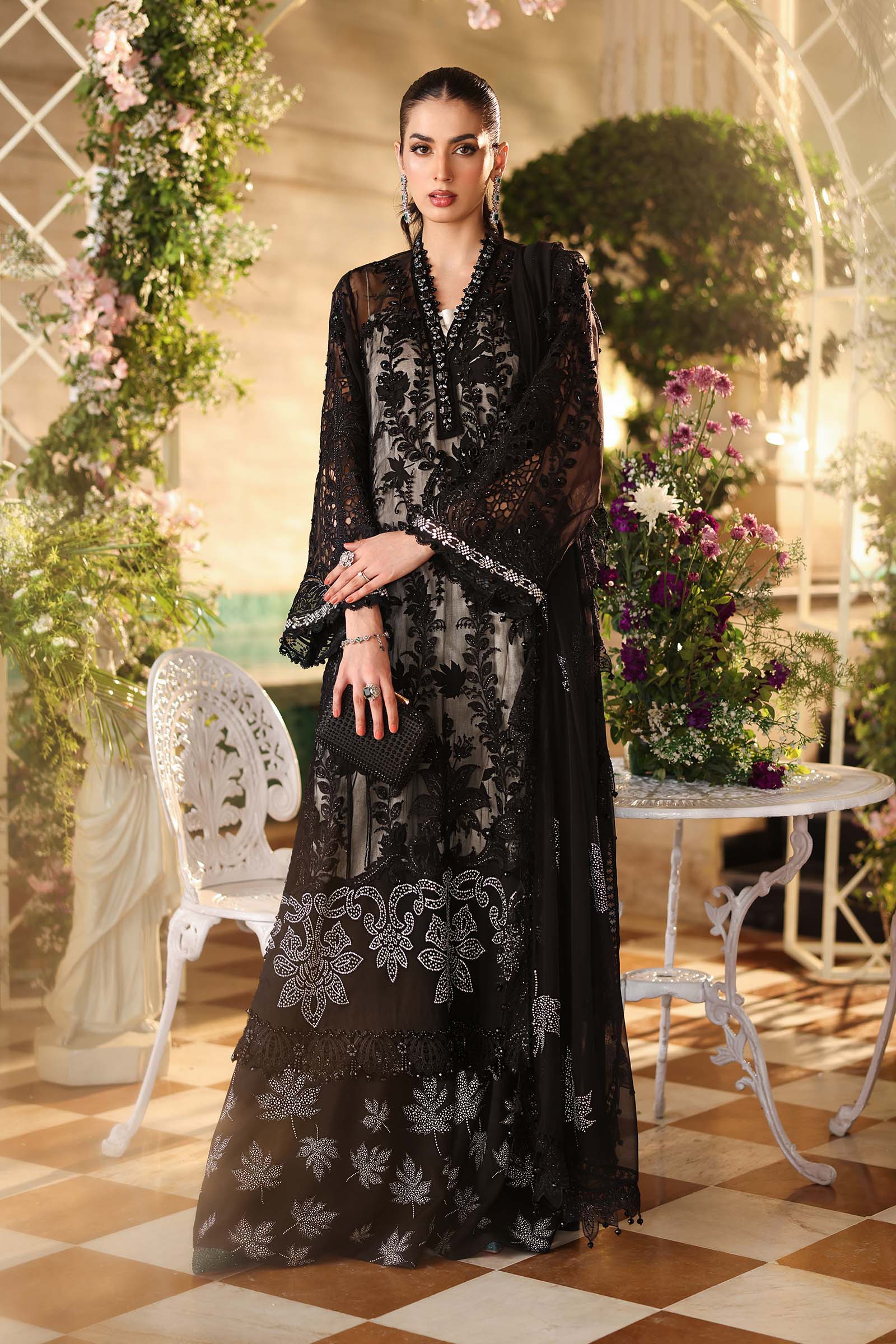 Maria-B 3 Piece Embroidered Chiffon Suit - Image 3