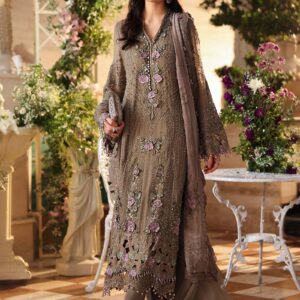 3 Piece Unstitched Embroidered Chiffon Suit