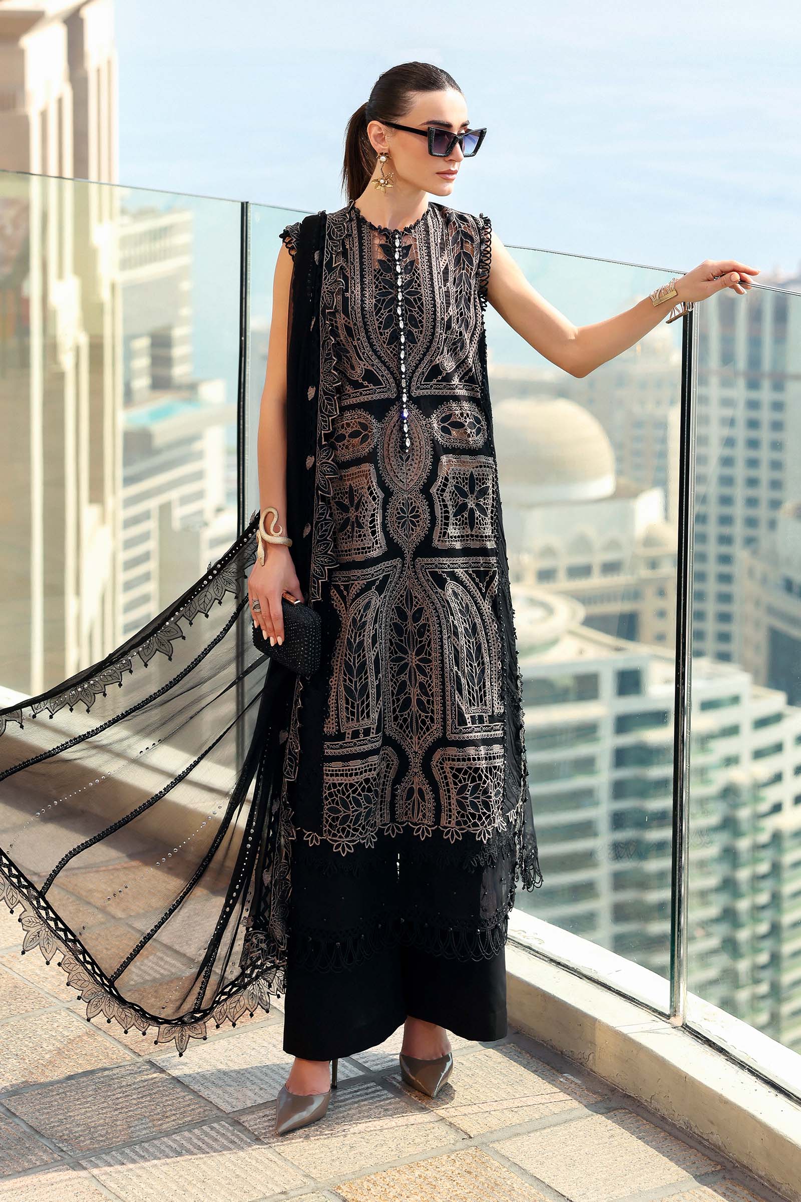 Maria-B 3 Piece Embroidered Lawn Suit - Image 2