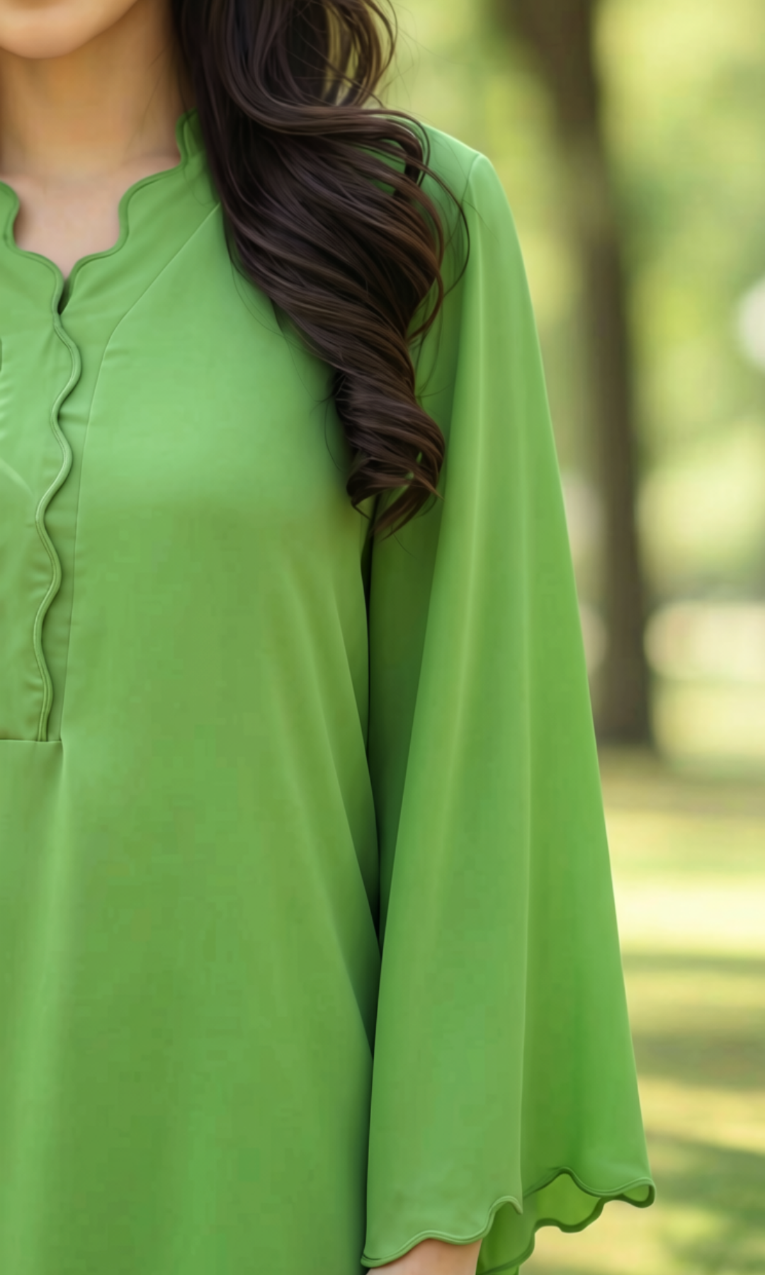 Light Green - Embroidered 2 Piece Co-ord Set - Image 3