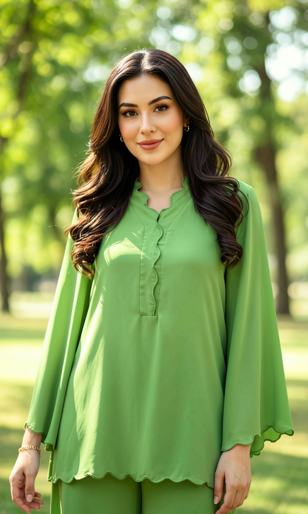 Light Green - Embroidered 2 Piece Co-ord Set - Image 2