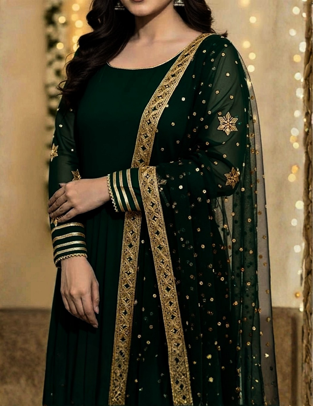 Stitched Trendy Formal Wear Frock 2 Piece with Goti Work - Image 3