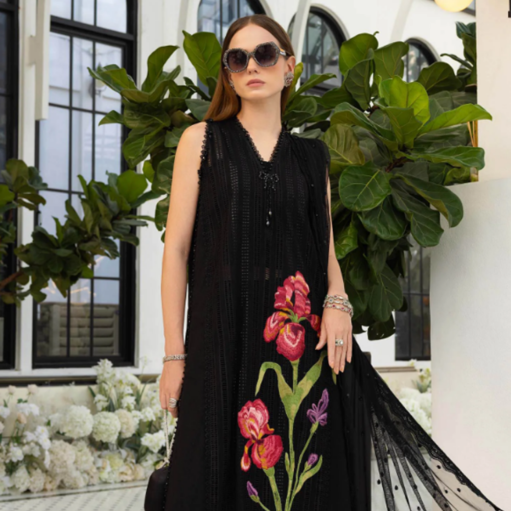 MARIA B Black Embroidered Lawn 3-Piece Suit