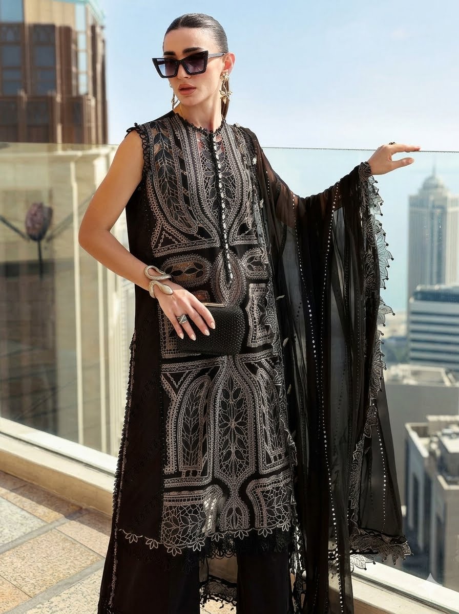 Maria-B 3 Piece Embroidered Lawn Suit - Image 4