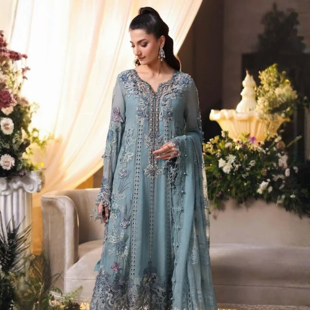 Maria-B 3 Piece Unstitched Embroidered Chiffon Suit