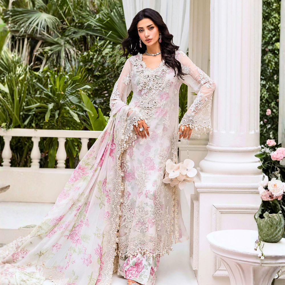 Maria-B 3-Piece Unstitched Embroidered Chiffon Suit