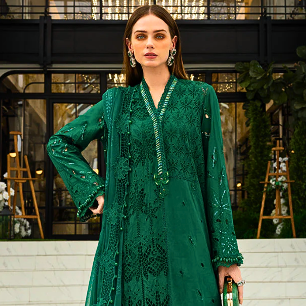Maria-B Emerald Green Embroidered 3-Piece Lawn Suit