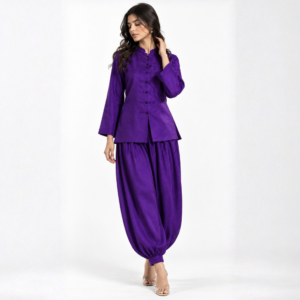 PRE-BOOK Mandarin Co Ord with Balloon Pants - Royal Purple - Shipping Starts 20th Oct